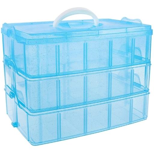 HERLIKE 30 Grid 3 Layer Plastic Box For Jewellery Cells Multipurpose Plastic  Storage Box with Removable Dividers for Medicine Pills, Jewelry, Pins,  Screws, Cosmetics, Stationery Items (Blue) - Herlike